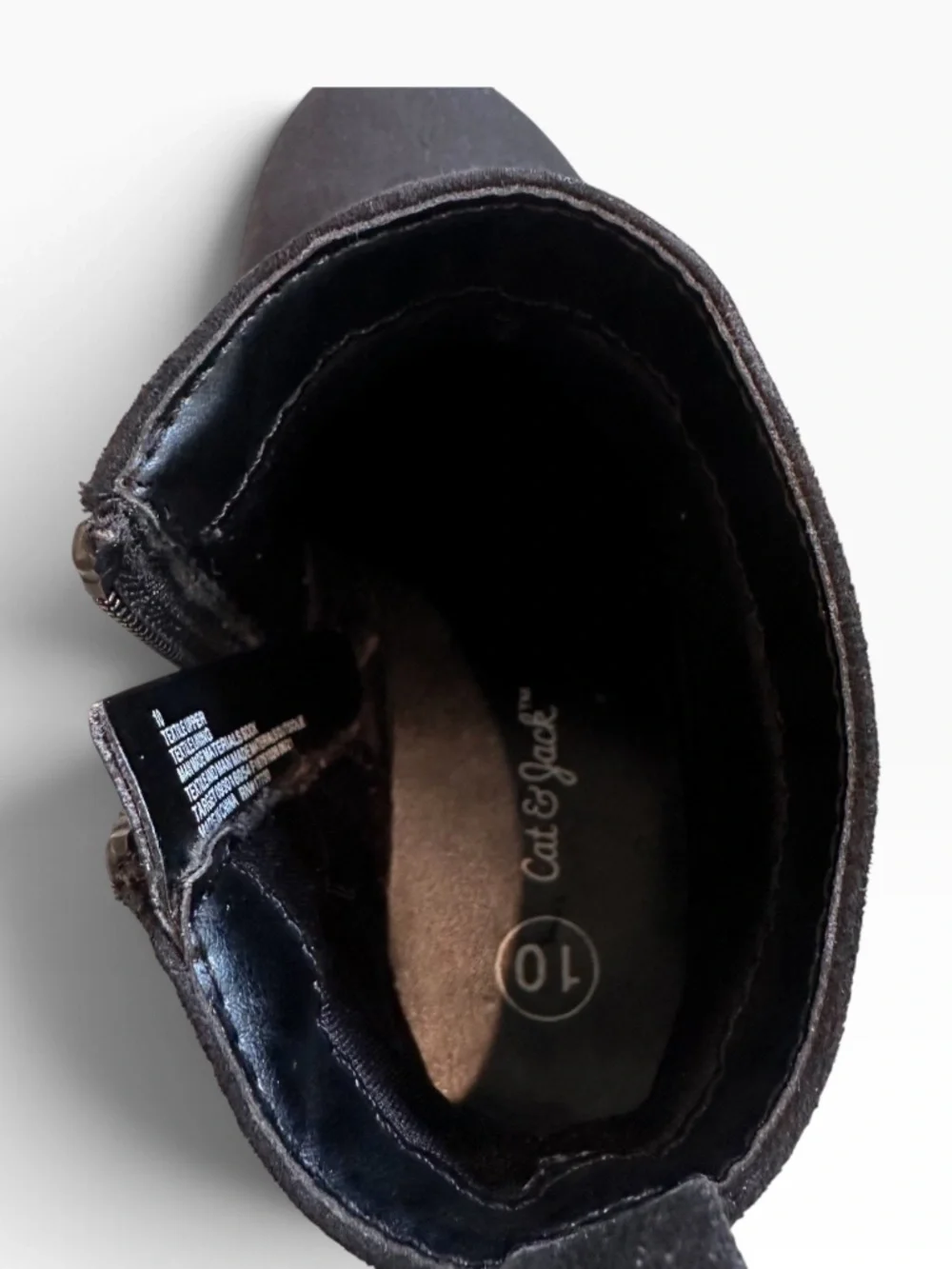 Cat & Jack Girls Black Faux Suede Side Zip Ankle Booties Size 10 Toddler 🥾